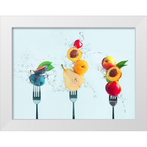 Making fruit salad White Modern Wood Framed Art Print by Belenko, Dina