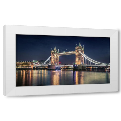 Night at The Tower Bridge White Modern Wood Framed Art Print by El Assy, Nader