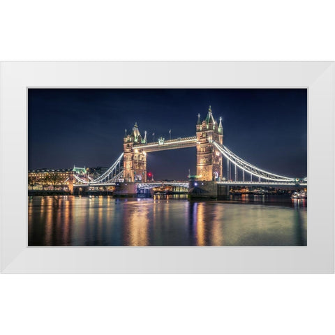 Night at The Tower Bridge White Modern Wood Framed Art Print by El Assy, Nader
