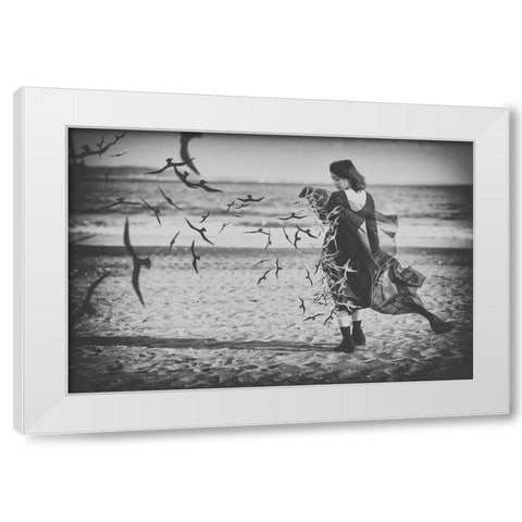 Ominous call death White Modern Wood Framed Art Print by Kiyota, Daisuke