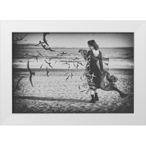 Ominous call death White Modern Wood Framed Art Print by Kiyota, Daisuke