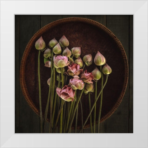 No.18 White Modern Wood Framed Art Print by M, Adirek