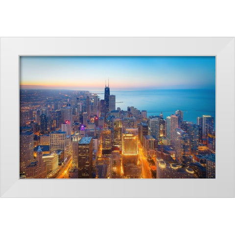 The Magnificent Mile White Modern Wood Framed Art Print by Zheng, Michael