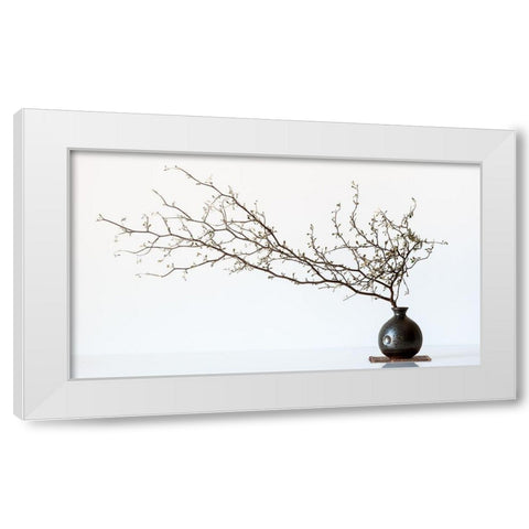 Vase And Branch White Modern Wood Framed Art Print by Prbimages