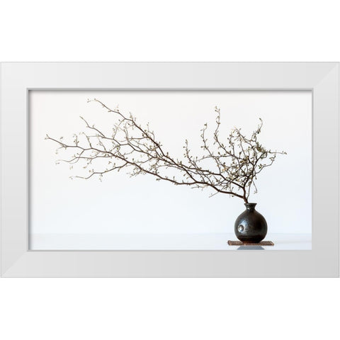 Vase And Branch White Modern Wood Framed Art Print by Prbimages