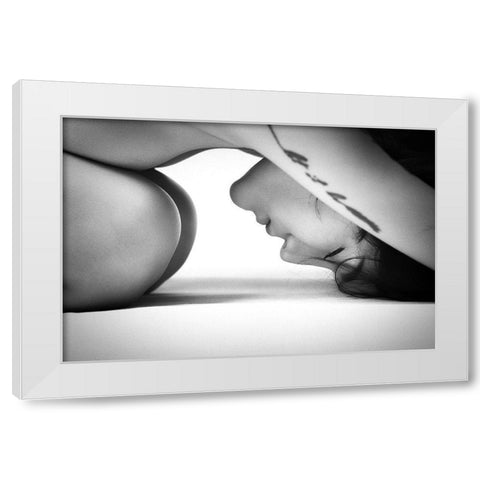 No Stress White Modern Wood Framed Art Print by Chai Telan, Thanakorn