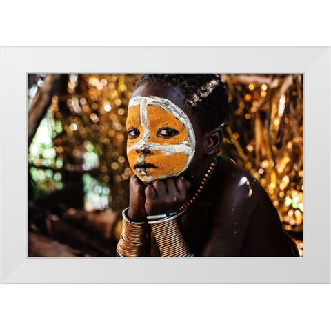 Suri boy White Modern Wood Framed Art Print by Vidak, Vedran