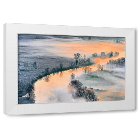 Sunrise White Modern Wood Framed Art Print by Rondi, Fiorenzo