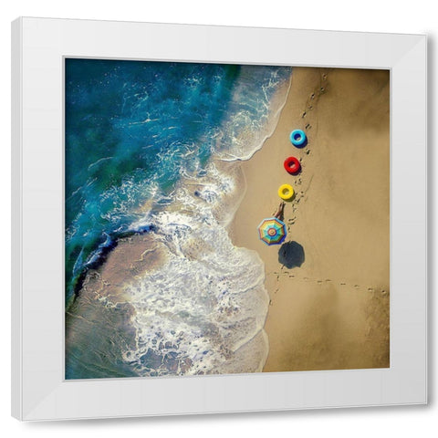 hi summer White Modern Wood Framed Art Print by Ambra