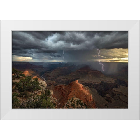 Mohave Point Thunderstorm White Modern Wood Framed Art Print by W Dodson, John