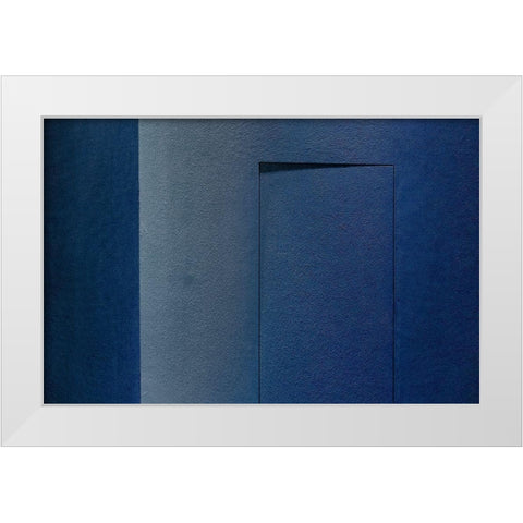 Blue minimalism or a secret door White Modern Wood Framed Art Print by Schuster, Inge
