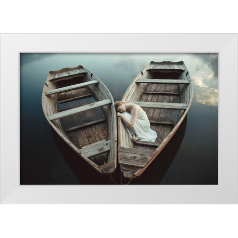 Boats White Modern Wood Framed Art Print by Gorecka, Dorota