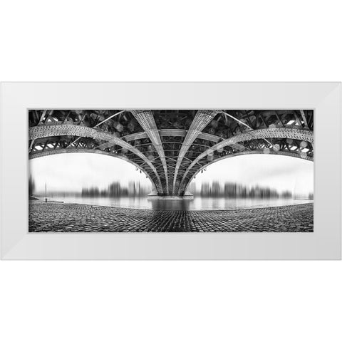 Under The Iron Bridge White Modern Wood Framed Art Print by Em-Photographies