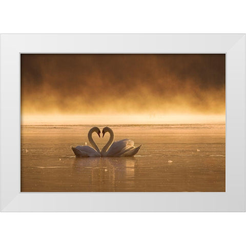 Lovers White Modern Wood Framed Art Print by Kruk, Przemyslaw