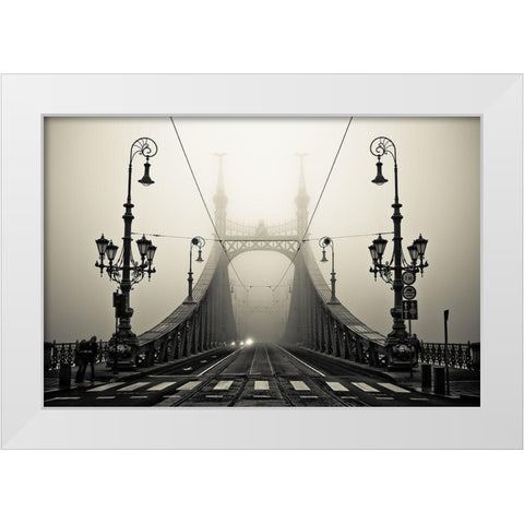 The Bridge White Modern Wood Framed Art Print by Arminmarten