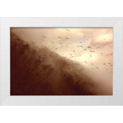 Departure White Modern Wood Framed Art Print by Murakami, Kiyo