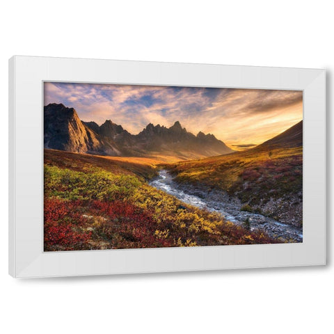 Mountain Paradise White Modern Wood Framed Art Print by Moore, Chris