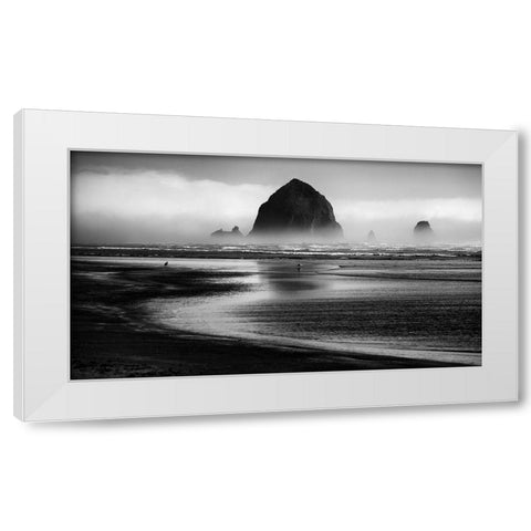 Cannon Beach White Modern Wood Framed Art Print by Rak, Martin
