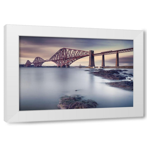 Forth Rail Bridge White Modern Wood Framed Art Print by Vlasko, Martin