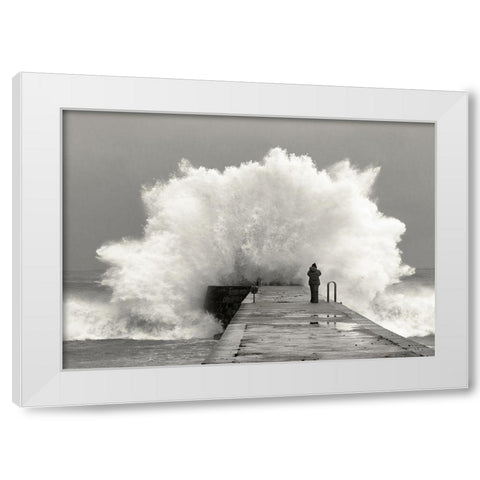 waves photographer White Modern Wood Framed Art Print by Lastra, Mikel