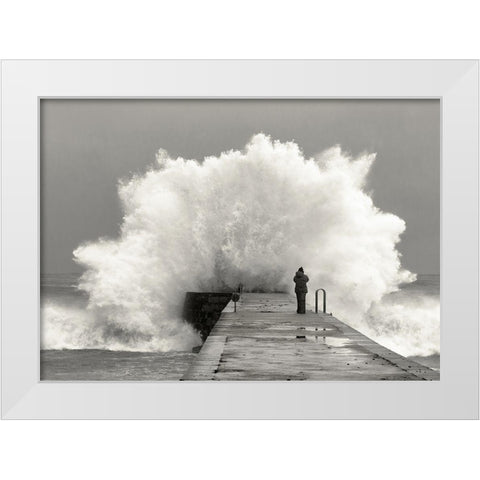 waves photographer White Modern Wood Framed Art Print by Lastra, Mikel