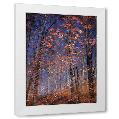 Autumn Leaves White Modern Wood Framed Art Print by Vinogradof, Florentin