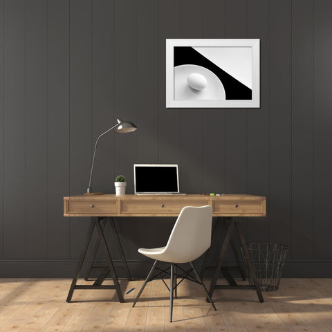 Still life with egg White Modern Wood Framed Art Print by Hrabinsky, Peter