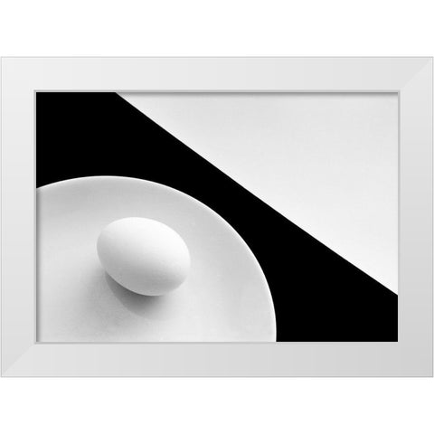 Still life with egg White Modern Wood Framed Art Print by Hrabinsky, Peter