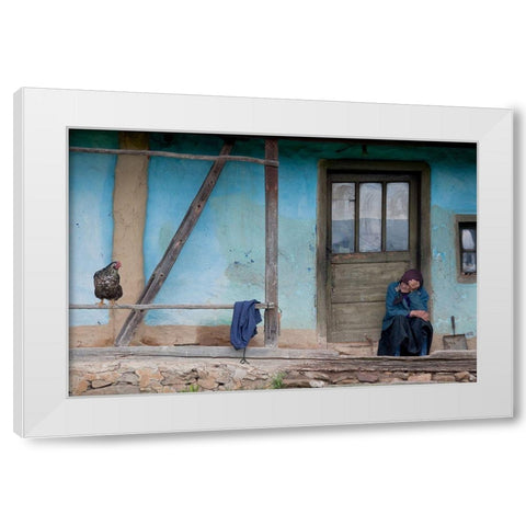 Old and blue White Modern Wood Framed Art Print by Georgescu, Codruta