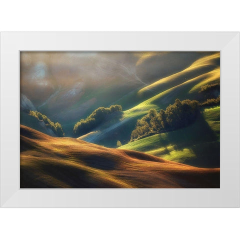 Tuscany Sunrise White Modern Wood Framed Art Print by Pawlak, Jarek