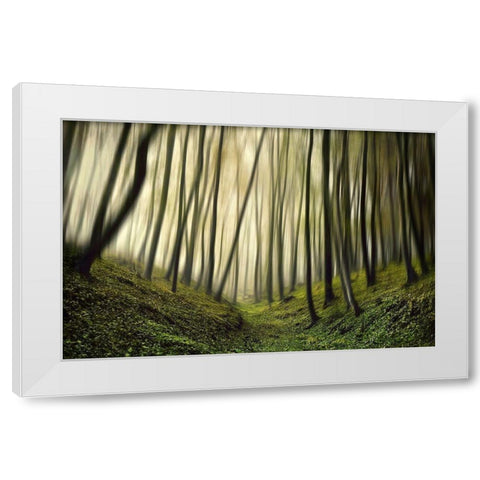 Run forest run White Modern Wood Framed Art Print by Krivec, Samanta