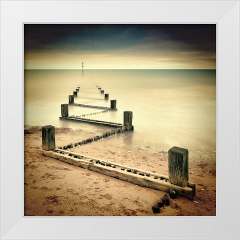 Beach Memories White Modern Wood Framed Art Print by Oates, Michael
