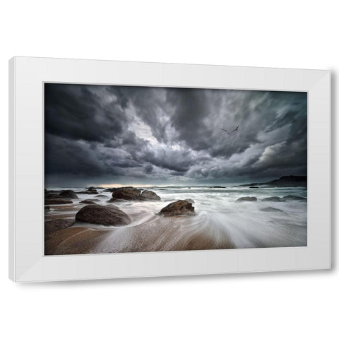 Flight over Troubled Waters White Modern Wood Framed Art Print by Pascual Buye, Santiago