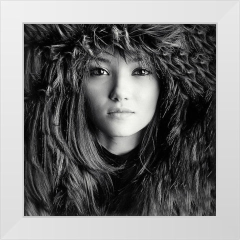 Wolf Girl White Modern Wood Framed Art Print by Hayman, Oren