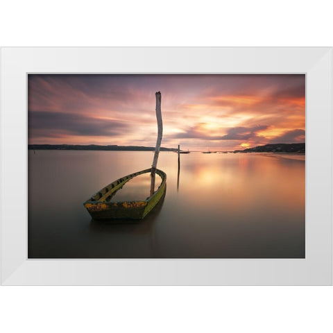 Illusions White Modern Wood Framed Art Print by Borges, Hugo