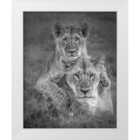 Playtime with Mama! White Modern Wood Framed Art Print by Khataw, Ali