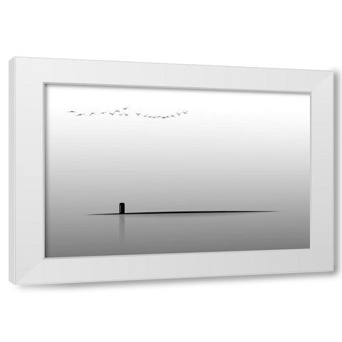 payphone White Modern Wood Framed Art Print by Bocor, Bocah