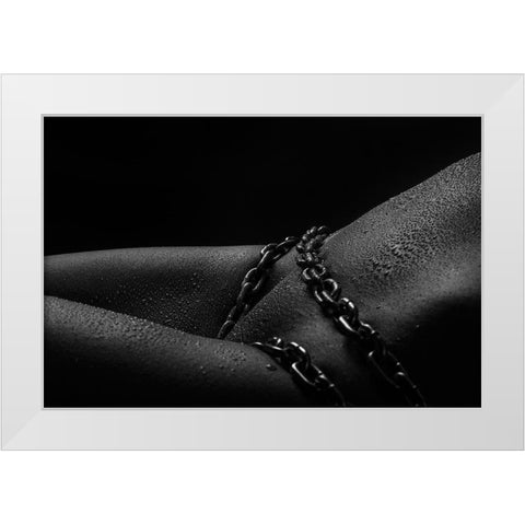 chain drops White Modern Wood Framed Art Print by Glaskova, Antonia