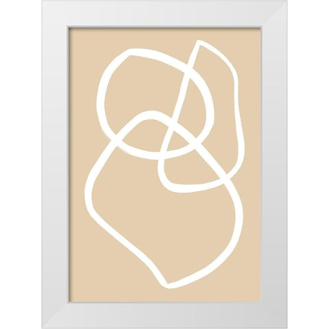 Beige Lines 03 White Modern Wood Framed Art Print by Artographie Studio