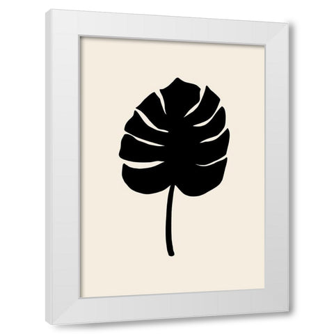 Monstera Leaf Black White Modern Wood Framed Art Print by Artographie Studio