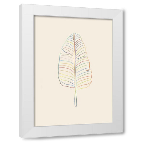 Banana Rainbow Leaf White Modern Wood Framed Art Print by Artographie Studio