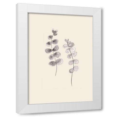 Eucalyptus Twigs White Modern Wood Framed Art Print by Artographie Studio