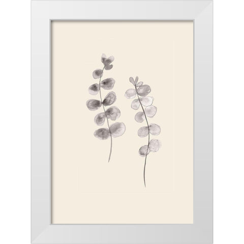 Eucalyptus Twigs White Modern Wood Framed Art Print by Artographie Studio