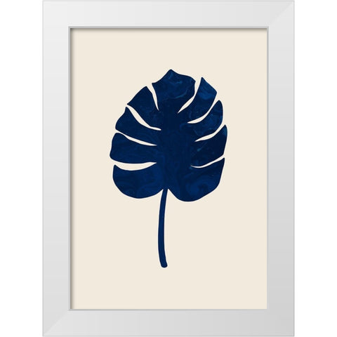 Monstera Marble Blue White Modern Wood Framed Art Print by Artographie Studio