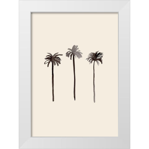 Palm Trees Ink White Modern Wood Framed Art Print by Artographie Studio