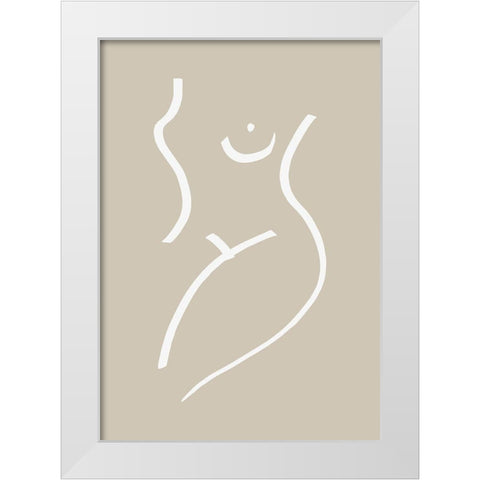 Body Sketch Sand White Modern Wood Framed Art Print by Artographie Studio