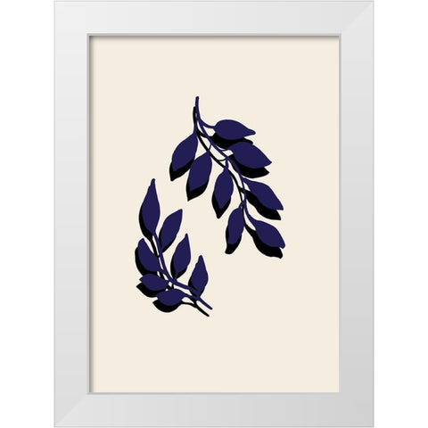Blue Twigs White Modern Wood Framed Art Print by Artographie Studio