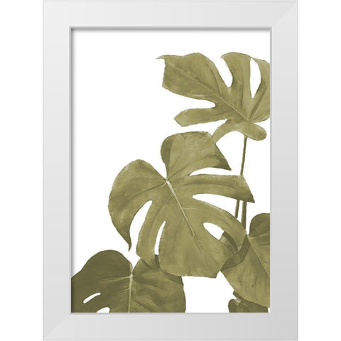 Monstera Golden 02 White Modern Wood Framed Art Print by Artographie Studio