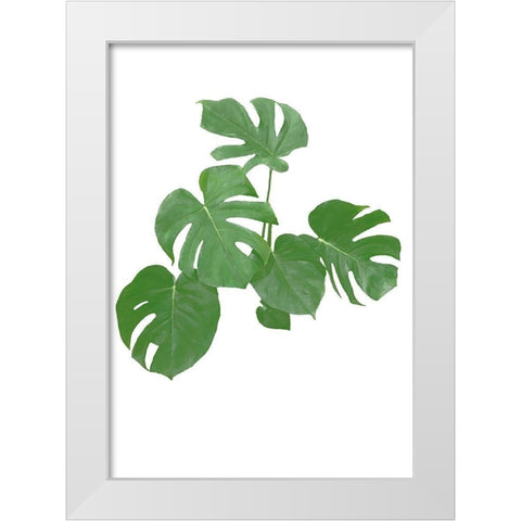 Monstera Green 04 White Modern Wood Framed Art Print by Artographie Studio