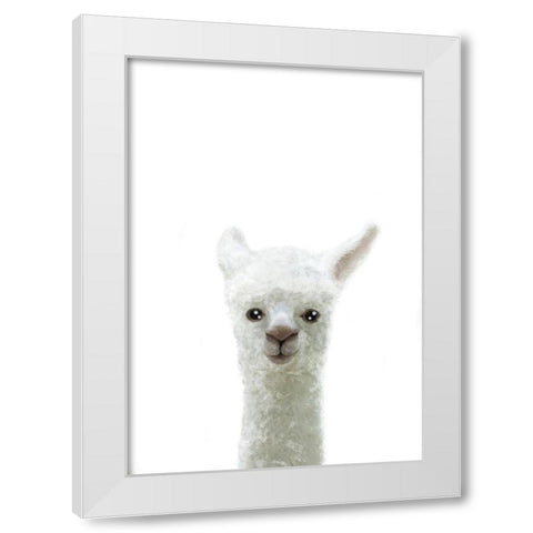 Llama White Modern Wood Framed Art Print by Artographie Studio